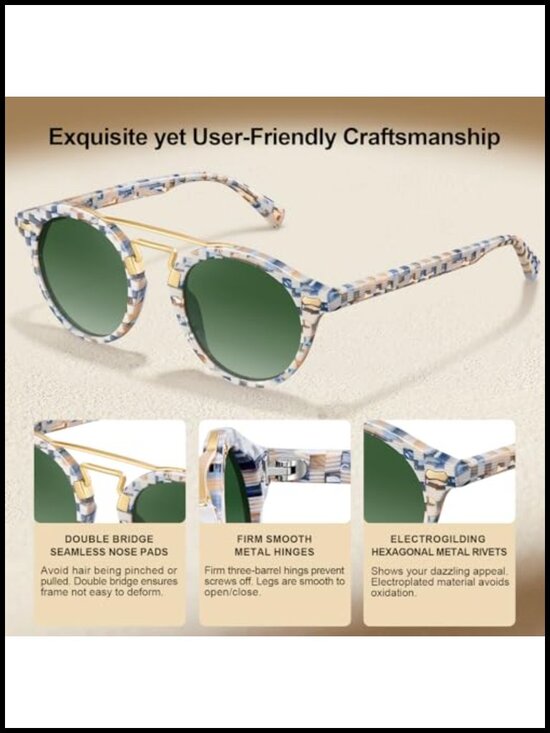 Small Face Acetate Double Bridge Sunglasses Polarized UV Protection main image 6